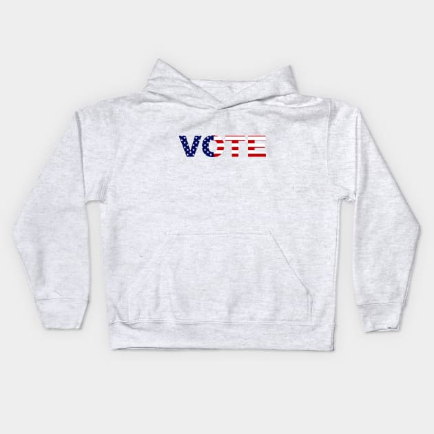 Vote American Flag Red White and Blue Typography Kids Hoodie by Color Me Happy 123